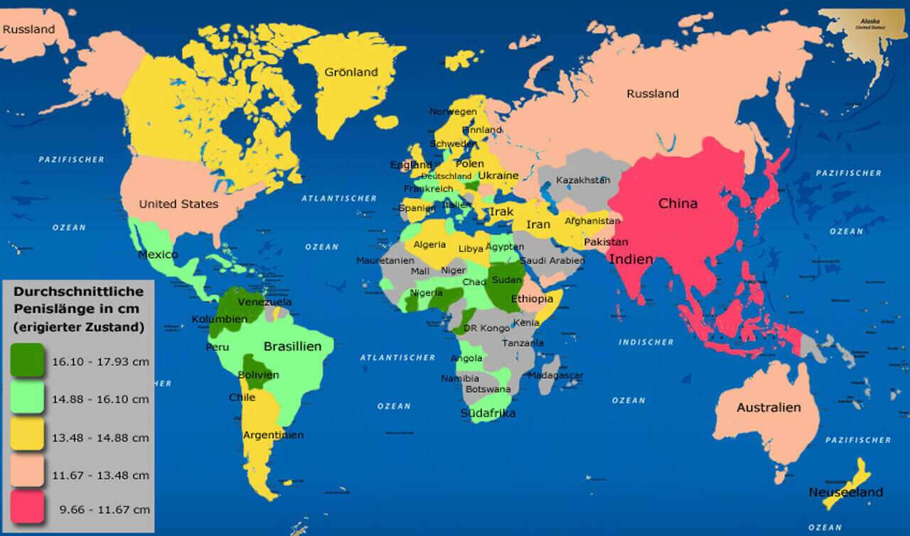 Weltkarte der längsten Penisse
